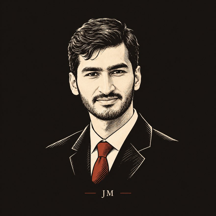 Illustrated portrait of Junaid Mirza